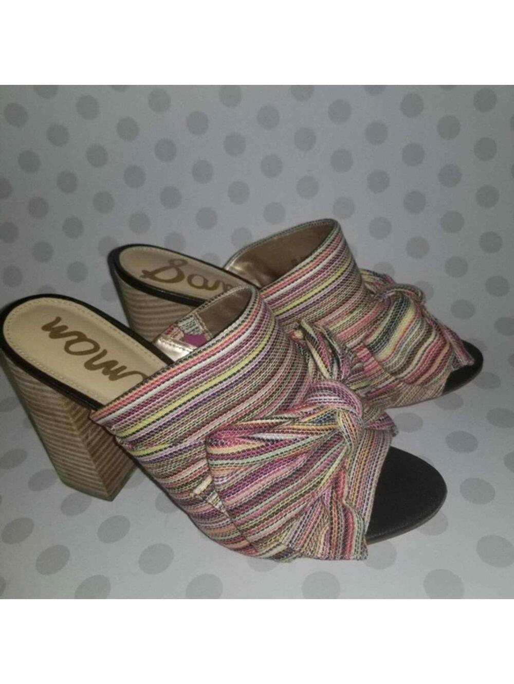 LKNW Sam Edelman Stripe Yumi Bow Mule slides Heels 9.5